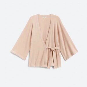 Satva Yoga Antara Wrap Cardigan Sweater Organic Cotton Pink Tie Waist Sz Medium